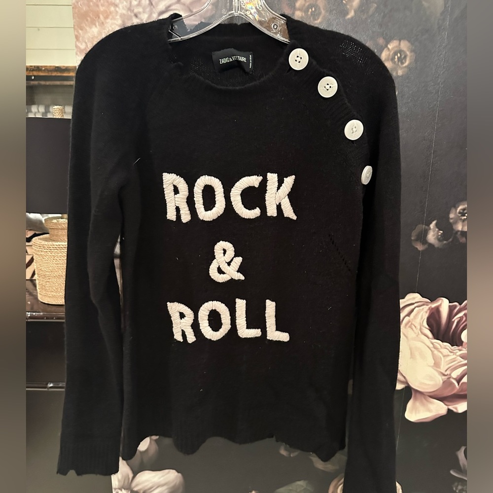 Black cashmere Rock N Roll sweater